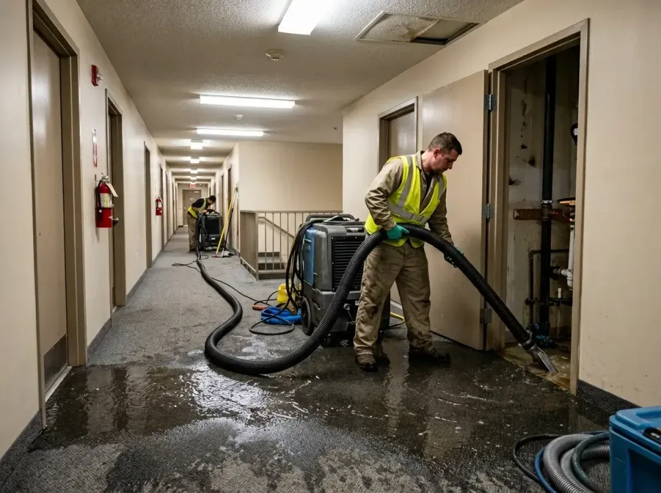 multi-unit-apartment-hallway-f-005 — frequently asked questions, Emergency Burst Pipe Water Extraction & Removal in College…